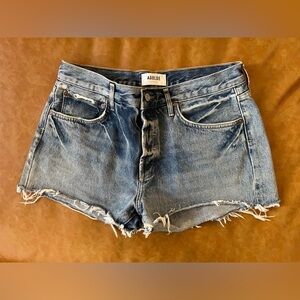 Agolde “Parker” distressed, cut off denim shorts